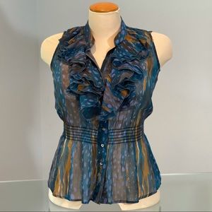 Grace Elements, L, shear, ruffled sleeveless top